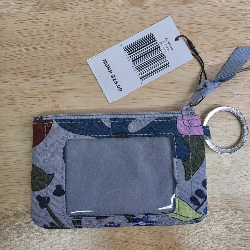 Vera Bradley Zip ID Case Bengal Lily Floral Keyring Coin ID Card Holder NWT